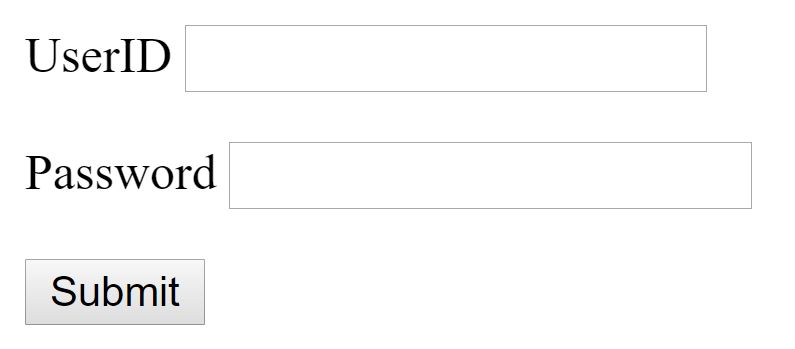 HTML Form example to submit userID and password
